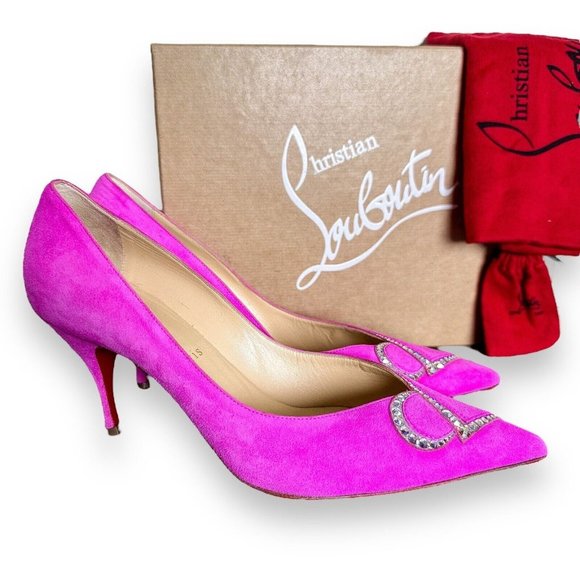 Christian Louboutin Fuchsia Heels with Sparkling Accents - Picture 2 of 16